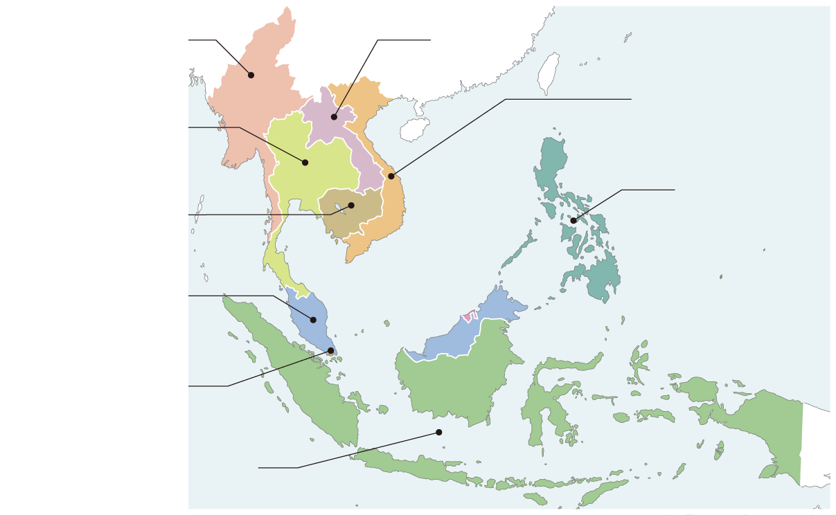ASEAN諸国の世界遺産を地図